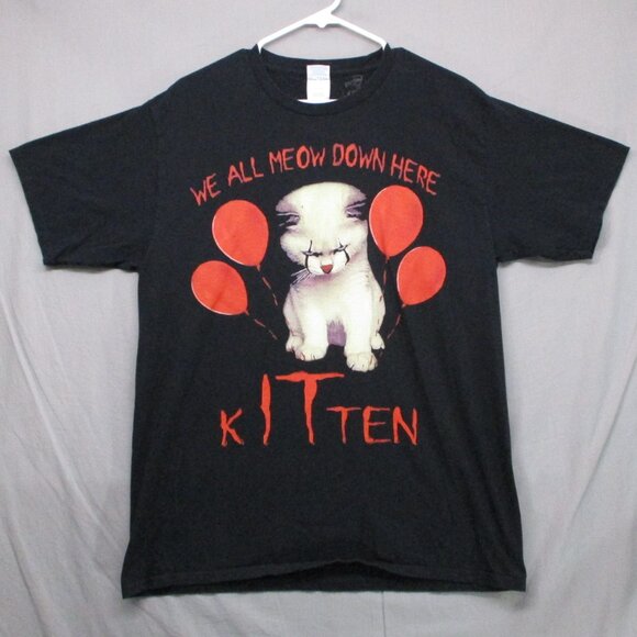 Gildan Tops - Kitten It Themed T-Shirt Graphic Print Black‎ Unisex Size | L